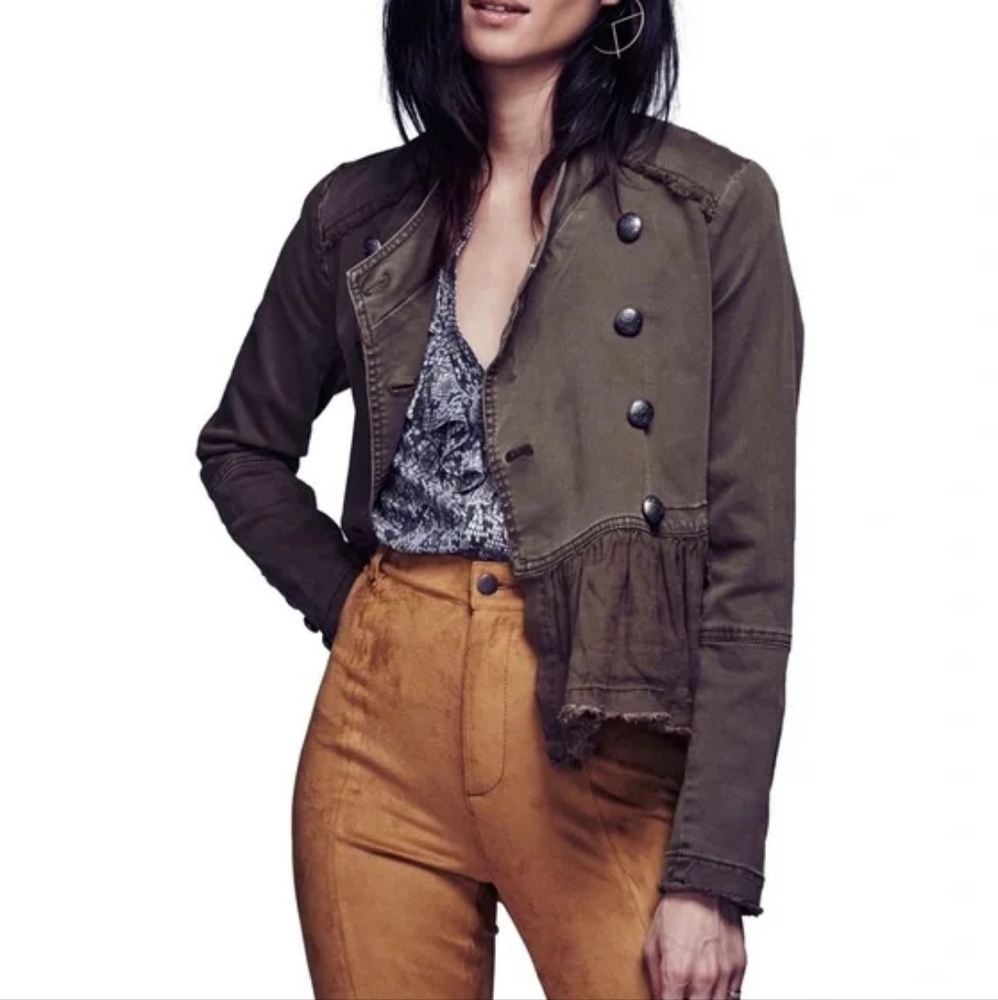 Free People Flared Hem Military Jacket